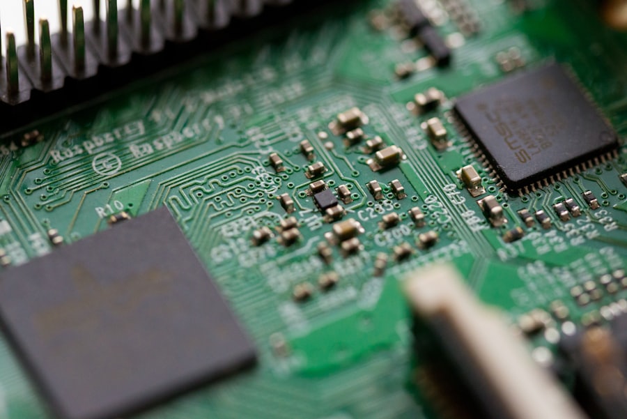 Populated board with processor and support silicon in close focus